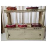 Vintage kitchen spice rack & Christmas tins