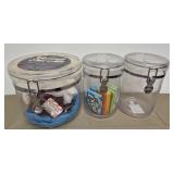 3 plastic canisters
