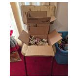 Vintage chair and 2 boxes of misc decor and more