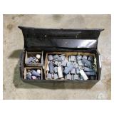 Small Metal tool box with assorted grinding stones