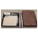 Amity leather director billfold and two pens