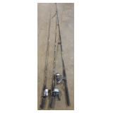 Estate lot of 3 fishing rods and reels