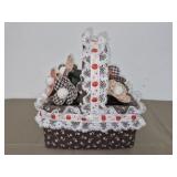 Handmade decorative fabric basket and faux flowers