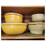 Shelf lot of Tupperware bowls