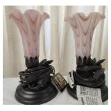 Set of 2 pink hummingbird lamps