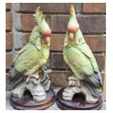 Pair of Ceramic Cockatoo Bird Figurines by Andrea