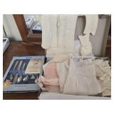 Handmade crochet baby clothes & 6 pc progress set