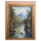 Framed oil on board painting by Chang