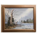 J Meyer Framed duck oil on canvas