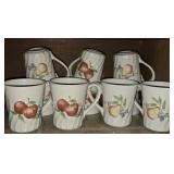 Set of Fruit Pattern Corelle Stoneware Mugs