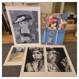 Lot of 5 pieces of art