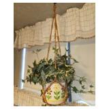 Vintage Ceramic Flower Pot & Beaded Holder