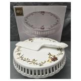 Holiday Lace 10' cake plate with server in box