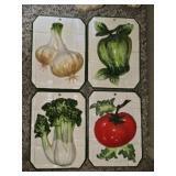 Set of 4 Ceramic Vegetables Wall Decor for Kitchen