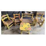 Lot of 5 wood hand painted doll furniture