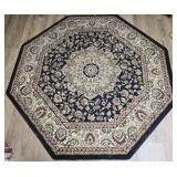 Octagon Shaped Black & Beige Area Rug
