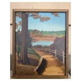 J Meyer Framed oil on canvas of a pond