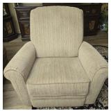 Beige Upholstered Rocking Swivel Chair AS IS