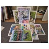 Lot of J Meyer 9 watercolor paintings