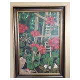 Framed art workby J Meyer floral setting