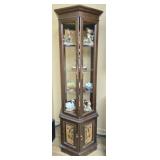 Stunning Asian Carved Wood Lighted Cabinet