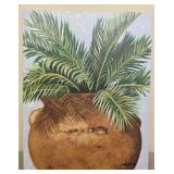 J Meyer Oil on board painting of a plant