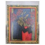 J Meyer Framed oil on board of flowers