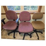 Lot of 3 Older Upholstered Office Chairs