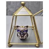 vintage cloisonnï¿½ owl figurine with display case