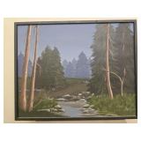 J meyer Framed oil on canvas of a creek