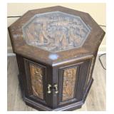 PAIR of Asian Carved Wood Octagon Side Tables