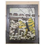 J Meyer Framed oil on canvas of a butterfly