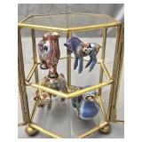 Lot of 4 cloissonne style animal figurines in case