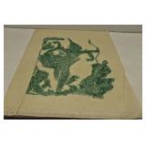 vintage Thai temple rubbing on paper