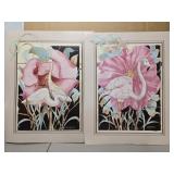 Pair of large floral prints