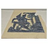 Thai temple art charcoal rubbing on rice paper