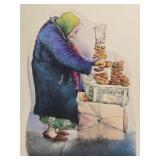 Signed Seymour Rosenthal The Pretzel Lady Print