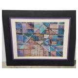 Signed abstract art piece on canvas