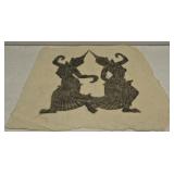 vintage Thai temple rubbing traditional dancers
