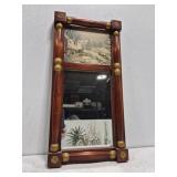 Framed snow barn print with mirror