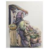 Signed Seymour Rosenthal Pickle Lady Print