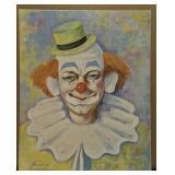 Lawrence Crowell signed clown print on board