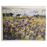 Large Signed Purple Floral Print Artist Unknown