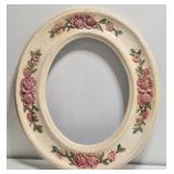 Hand Painted Wooden Rose Pattern Oval Frame