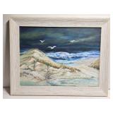Signed Laura Robinson Beach Painting on Canvas