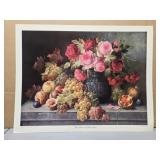 Fresh Flowers and Golden Fruits print
