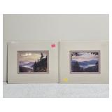 Pair of Matted Prints of Mountains