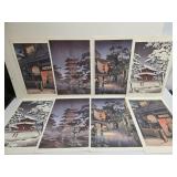 Lot of 8 Decorative Tokyo & Nara Asian Prints