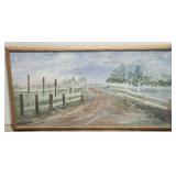 Country road mixed media painting **