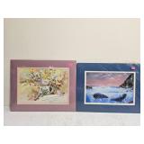 Lot of 2 Matted Prints of Paintings